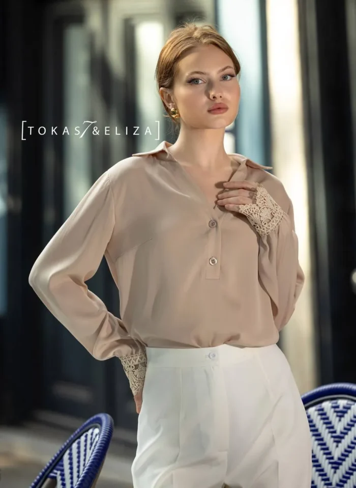 Cynthia Double-Button Collar Blouse
