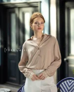 Cynthia Double-Button Collar Blouse