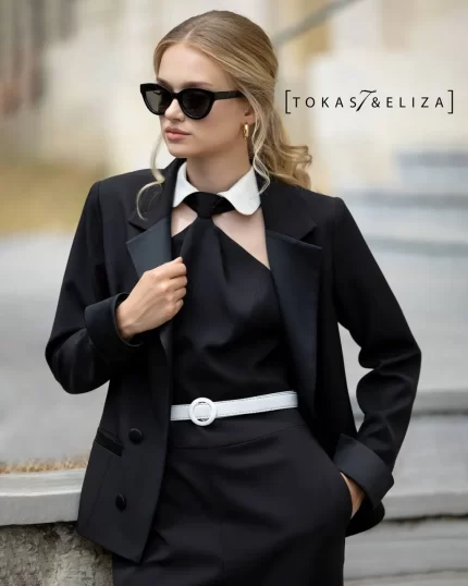 Tie-Neck Overall with Crawford Blazer