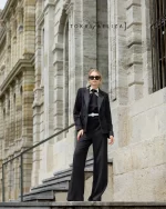 Tie-Neck Overall with Crawford Blazer