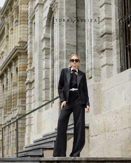 Tie-Neck Overall with Crawford Blazer