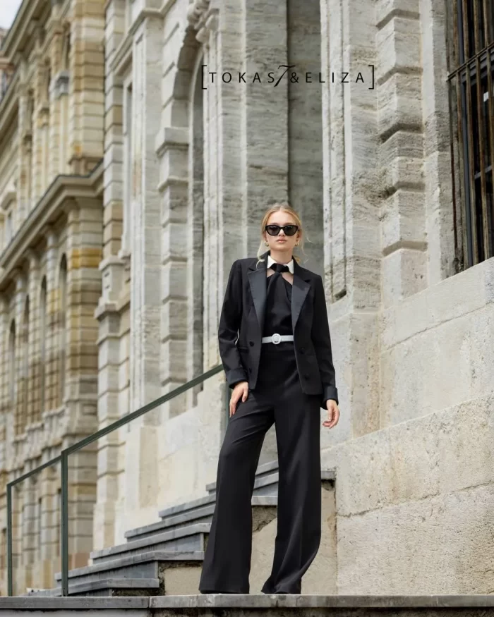 Tie-Neck Overall with Crawford Blazer