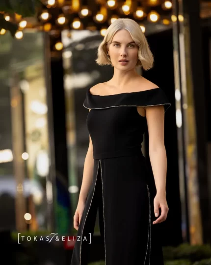Madison Strapless Jumpsuit with Ribbon Embroidery