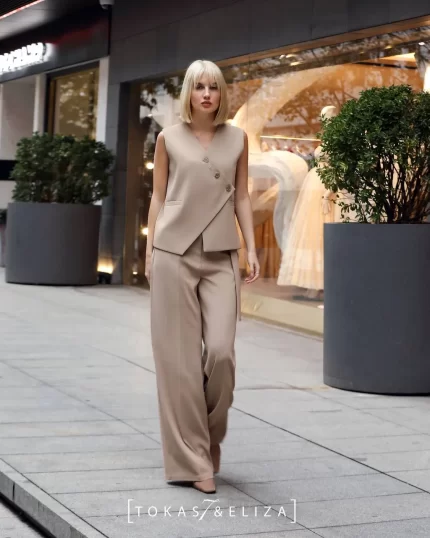 Carilo Crepe Vest & Pants Set