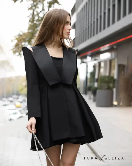 Satin-Collar Crepe Doll Dress