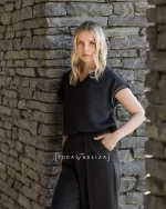 V-Neck Satin Blouse Bagnato