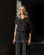 V-Neck Satin Blouse Bagnato