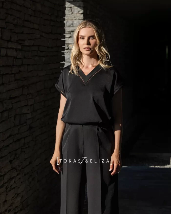 V-Neck Satin Blouse Bagnato