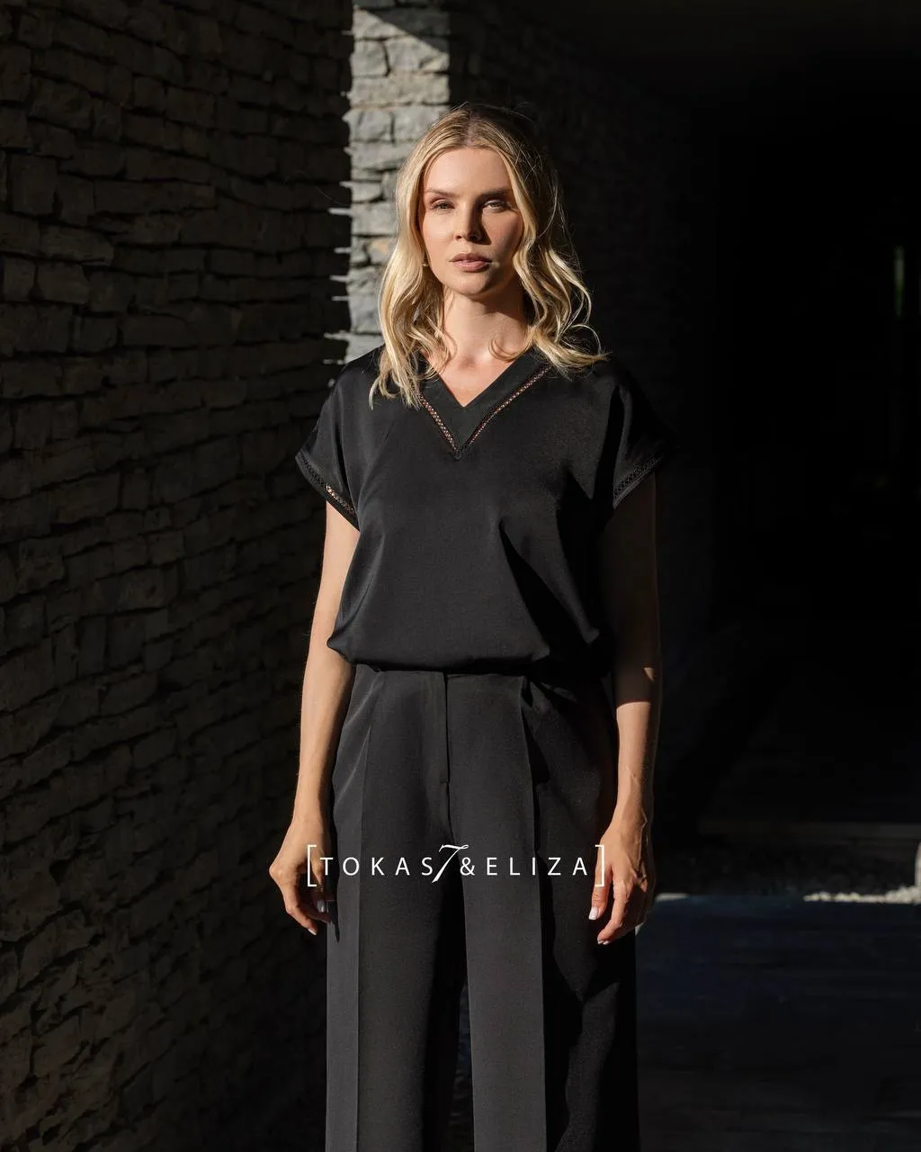 V-Neck Satin Blouse Bagnato V-Neck Satin Blouse Bagnato